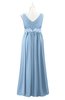 ColsBM Malaysia Sky Blue Plus Size Bridesmaid Dresses Floor Length Sleeveless V-neck Sexy A-line Zipper