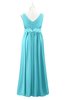 ColsBM Malaysia Turquoise Plus Size Bridesmaid Dresses Floor Length Sleeveless V-neck Sexy A-line Zipper