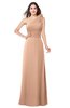 ColsBM Lashay Almost Apricot Bridesmaid Dresses Sleeveless Asymmetric Neckline Simple Floor Length Sash Zipper