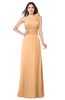 ColsBM Lashay Apricot Bridesmaid Dresses Sleeveless Asymmetric Neckline Simple Floor Length Sash Zipper