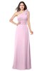 ColsBM Lashay Baby Pink Bridesmaid Dresses Sleeveless Asymmetric Neckline Simple Floor Length Sash Zipper