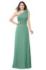 ColsBM Lashay Beryl Green Bridesmaid Dresses Sleeveless Asymmetric Neckline Simple Floor Length Sash Zipper