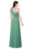 ColsBM Lashay Beryl Green Bridesmaid Dresses Sleeveless Asymmetric Neckline Simple Floor Length Sash Zipper