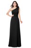 ColsBM Lashay Black Bridesmaid Dresses Sleeveless Asymmetric Neckline Simple Floor Length Sash Zipper