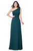 ColsBM Lashay Blue Green Bridesmaid Dresses Sleeveless Asymmetric Neckline Simple Floor Length Sash Zipper