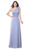 ColsBM Lashay Blue Heron Bridesmaid Dresses Sleeveless Asymmetric Neckline Simple Floor Length Sash Zipper