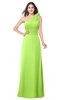 ColsBM Lashay Bright Green Bridesmaid Dresses Sleeveless Asymmetric Neckline Simple Floor Length Sash Zipper