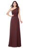 ColsBM Lashay Burgundy Bridesmaid Dresses Sleeveless Asymmetric Neckline Simple Floor Length Sash Zipper