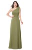 ColsBM Lashay Cedar Bridesmaid Dresses Sleeveless Asymmetric Neckline Simple Floor Length Sash Zipper