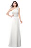 ColsBM Lashay Cloud White Bridesmaid Dresses Sleeveless Asymmetric Neckline Simple Floor Length Sash Zipper