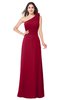 ColsBM Lashay Dark Red Bridesmaid Dresses Sleeveless Asymmetric Neckline Simple Floor Length Sash Zipper