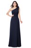 ColsBM Lashay Dark Sapphire Bridesmaid Dresses Sleeveless Asymmetric Neckline Simple Floor Length Sash Zipper