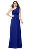 ColsBM Lashay Electric Blue Bridesmaid Dresses Sleeveless Asymmetric Neckline Simple Floor Length Sash Zipper