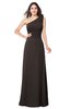 ColsBM Lashay Fudge Brown Bridesmaid Dresses Sleeveless Asymmetric Neckline Simple Floor Length Sash Zipper