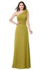 ColsBM Lashay Golden Olive Bridesmaid Dresses Sleeveless Asymmetric Neckline Simple Floor Length Sash Zipper