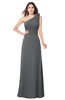 ColsBM Lashay Grey Bridesmaid Dresses Sleeveless Asymmetric Neckline Simple Floor Length Sash Zipper