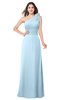 ColsBM Lashay Ice Blue Bridesmaid Dresses Sleeveless Asymmetric Neckline Simple Floor Length Sash Zipper