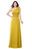 ColsBM Lashay Lemon Curry Bridesmaid Dresses Sleeveless Asymmetric Neckline Simple Floor Length Sash Zipper