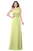 ColsBM Lashay Lime Green Bridesmaid Dresses Sleeveless Asymmetric Neckline Simple Floor Length Sash Zipper