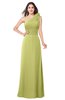 ColsBM Lashay Linden Green Bridesmaid Dresses Sleeveless Asymmetric Neckline Simple Floor Length Sash Zipper