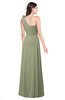 ColsBM Lashay Moss Green Bridesmaid Dresses Sleeveless Asymmetric Neckline Simple Floor Length Sash Zipper