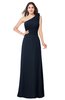 ColsBM Lashay Navy Blue Bridesmaid Dresses Sleeveless Asymmetric Neckline Simple Floor Length Sash Zipper