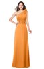 ColsBM Lashay Orange Bridesmaid Dresses Sleeveless Asymmetric Neckline Simple Floor Length Sash Zipper