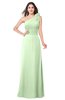 ColsBM Lashay Pale Green Bridesmaid Dresses Sleeveless Asymmetric Neckline Simple Floor Length Sash Zipper