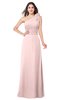 ColsBM Lashay Pastel Pink Bridesmaid Dresses Sleeveless Asymmetric Neckline Simple Floor Length Sash Zipper