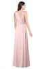 ColsBM Lashay Pastel Pink Bridesmaid Dresses Sleeveless Asymmetric Neckline Simple Floor Length Sash Zipper