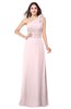 ColsBM Lashay Petal Pink Bridesmaid Dresses Sleeveless Asymmetric Neckline Simple Floor Length Sash Zipper