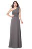 ColsBM Lashay Ridge Grey Bridesmaid Dresses Sleeveless Asymmetric Neckline Simple Floor Length Sash Zipper