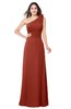 ColsBM Lashay Rust Bridesmaid Dresses Sleeveless Asymmetric Neckline Simple Floor Length Sash Zipper