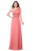 ColsBM Lashay Shell Pink Bridesmaid Dresses Sleeveless Asymmetric Neckline Simple Floor Length Sash Zipper