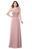 ColsBM Lashay Silver Pink Bridesmaid Dresses Sleeveless Asymmetric Neckline Simple Floor Length Sash Zipper