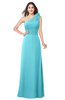 ColsBM Lashay Turquoise Bridesmaid Dresses Sleeveless Asymmetric Neckline Simple Floor Length Sash Zipper