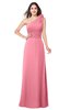 ColsBM Lashay Watermelon Bridesmaid Dresses Sleeveless Asymmetric Neckline Simple Floor Length Sash Zipper