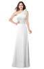 ColsBM Lashay White Bridesmaid Dresses Sleeveless Asymmetric Neckline Simple Floor Length Sash Zipper