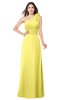 ColsBM Lashay Yellow Iris Bridesmaid Dresses Sleeveless Asymmetric Neckline Simple Floor Length Sash Zipper