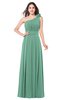 ColsBM Lorrin Beryl Green Bridesmaid Dresses Sleeveless Zipper Simple Asymmetric Neckline Floor Length Ruching