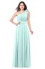 ColsBM Lorrin Blue Glass Bridesmaid Dresses Sleeveless Zipper Simple Asymmetric Neckline Floor Length Ruching