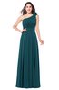 ColsBM Lorrin Blue Green Bridesmaid Dresses Sleeveless Zipper Simple Asymmetric Neckline Floor Length Ruching