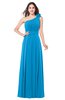 ColsBM Lorrin Cornflower Blue Bridesmaid Dresses Sleeveless Zipper Simple Asymmetric Neckline Floor Length Ruching