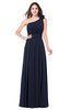ColsBM Lorrin Dark Sapphire Bridesmaid Dresses Sleeveless Zipper Simple Asymmetric Neckline Floor Length Ruching
