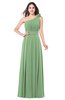 ColsBM Lorrin Fair Green Bridesmaid Dresses Sleeveless Zipper Simple Asymmetric Neckline Floor Length Ruching