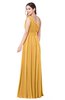 ColsBM Lorrin Golden Cream Bridesmaid Dresses Sleeveless Zipper Simple Asymmetric Neckline Floor Length Ruching