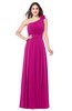 ColsBM Lorrin Hot Pink Bridesmaid Dresses Sleeveless Zipper Simple Asymmetric Neckline Floor Length Ruching
