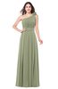ColsBM Lorrin Moss Green Bridesmaid Dresses Sleeveless Zipper Simple Asymmetric Neckline Floor Length Ruching