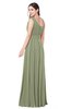ColsBM Lorrin Moss Green Bridesmaid Dresses Sleeveless Zipper Simple Asymmetric Neckline Floor Length Ruching