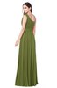ColsBM Lorrin Olive Green Bridesmaid Dresses Sleeveless Zipper Simple Asymmetric Neckline Floor Length Ruching